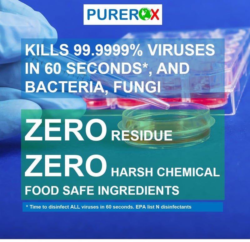 PUREROX disinfectant (3.4oz, 2pk) TSA Approved travel size. Eliminate 99.9999% viruses Norovirus, MRSA, Fungus, Bacteria. Hospital Grade. Safe for Use Anywhere. No residue. Suitable for All Surfaces. - Image 1