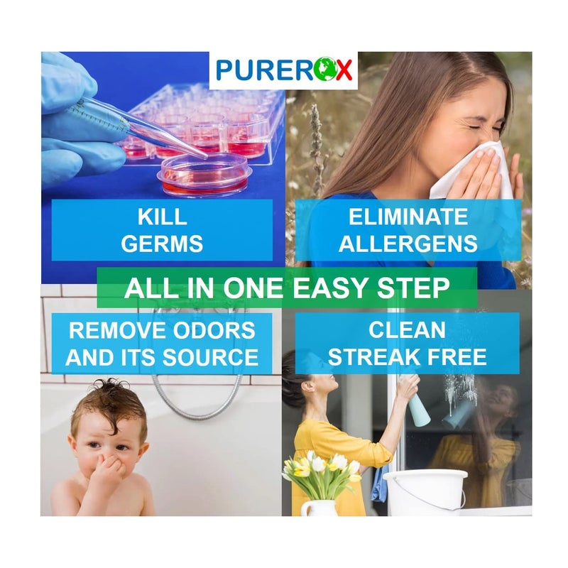 PUREROX disinfectant (3.4oz, 2pk) TSA Approved travel size. Eliminate 99.9999% viruses Norovirus, MRSA, Fungus, Bacteria. Hospital Grade. Safe for Use Anywhere. No residue. Suitable for All Surfaces. - Image 2