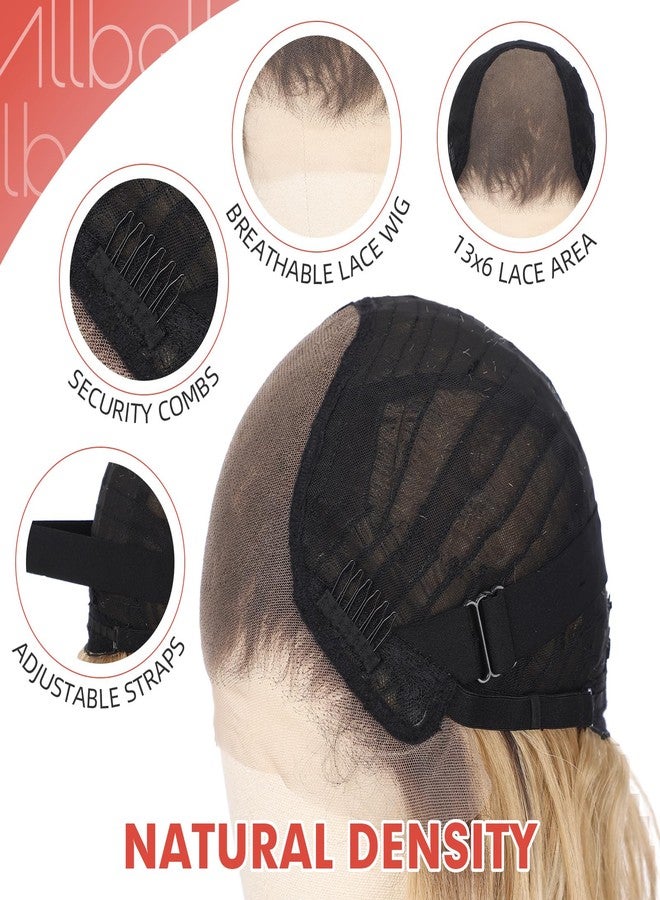 Allbell 13x6 Ombre Blonde Lace Front Wig for Black Women,Glueless Synthetic HD Lace Wigs,22Inch Body Wave Hair Replacement - Image 4