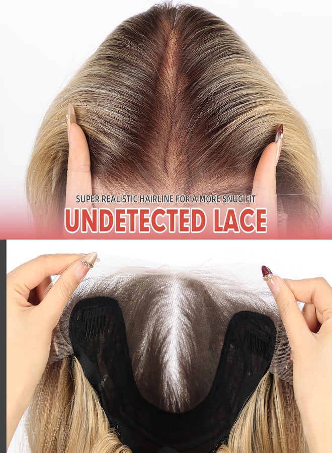 Allbell 13x6 Ombre Blonde Lace Front Wig for Black Women,Glueless Synthetic HD Lace Wigs,22Inch Body Wave Hair Replacement - Image 3