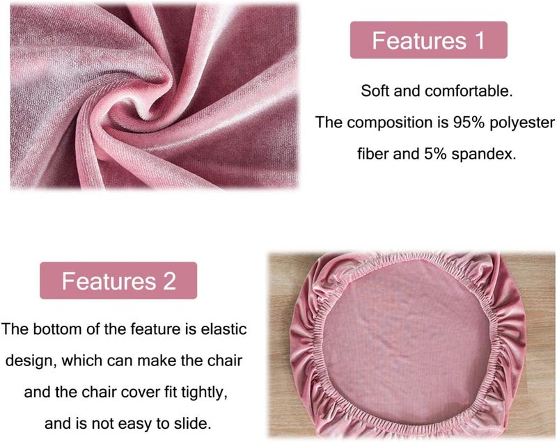 klarako Stretch Velvet Dining Room Seat Cover Slipcovers Wedding Party Decor, Pink - Image 2