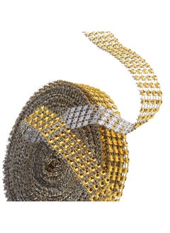 eBoot 4 Row 10 Yard Acrylic Rhinestone Diamond Ribbon For Wedding Cakes Birthday Decorations Baby Shower Events And Arts And Crafts Projects (Gold)  - Image 5