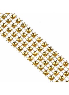 eBoot 4 Row 10 Yard Acrylic Rhinestone Diamond Ribbon For Wedding Cakes Birthday Decorations Baby Shower Events And Arts And Crafts Projects (Gold)  - Image 4