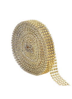 eBoot 4 Row 10 Yard Acrylic Rhinestone Diamond Ribbon For Wedding Cakes Birthday Decorations Baby Shower Events And Arts And Crafts Projects (Gold)  - Image 2