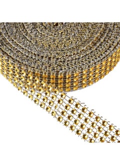 eBoot 4 Row 10 Yard Acrylic Rhinestone Diamond Ribbon For Wedding Cakes Birthday Decorations Baby Shower Events And Arts And Crafts Projects (Gold)  - Image 3
