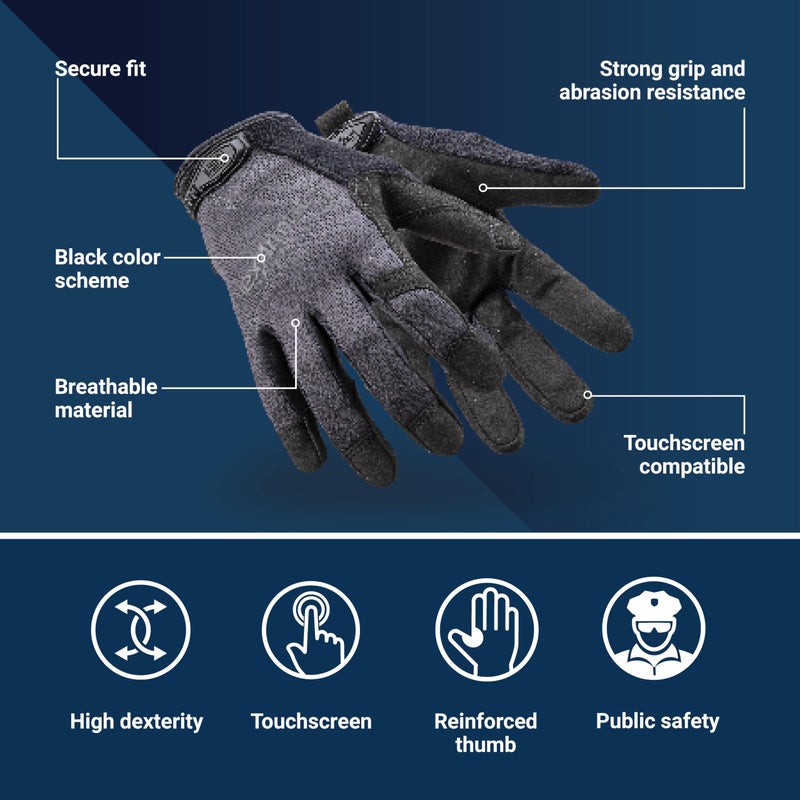 HexArmor Law Enforcement Search Safety Tactical Black Work Gloves, HexBlue 2132 Series - Image 2