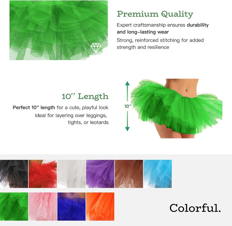 Phantomon Tutu Skirt Women's Teens Classic Elastic 5 Layered Tulle Ballet Skirt, 1950s Vintage Style Short Skirt, Adult Size - Image 5