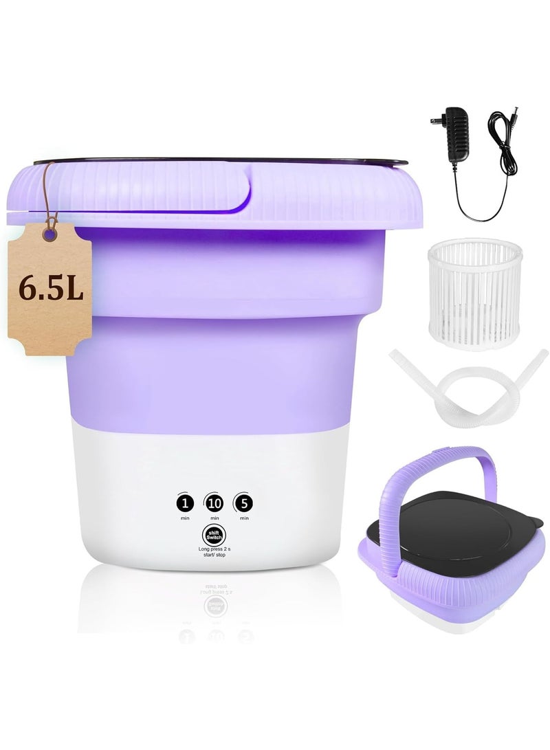 غسالة صغيرة قابلة للطي بسعة 6.5 لتر مع 3 أوضاع للتنظيف العميق والتجفيف بالدوران، سهلة الحمل ومناسبة للشقق والمساكن والتخييم والسيارة الترفيهية والسفر والفنادق - Image 1