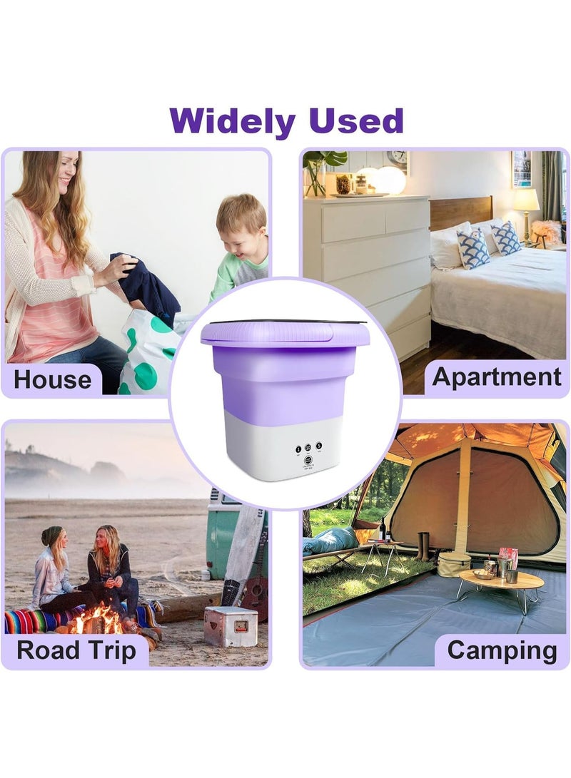 غسالة صغيرة قابلة للطي بسعة 6.5 لتر مع 3 أوضاع للتنظيف العميق والتجفيف بالدوران، سهلة الحمل ومناسبة للشقق والمساكن والتخييم والسيارة الترفيهية والسفر والفنادق - Image 2