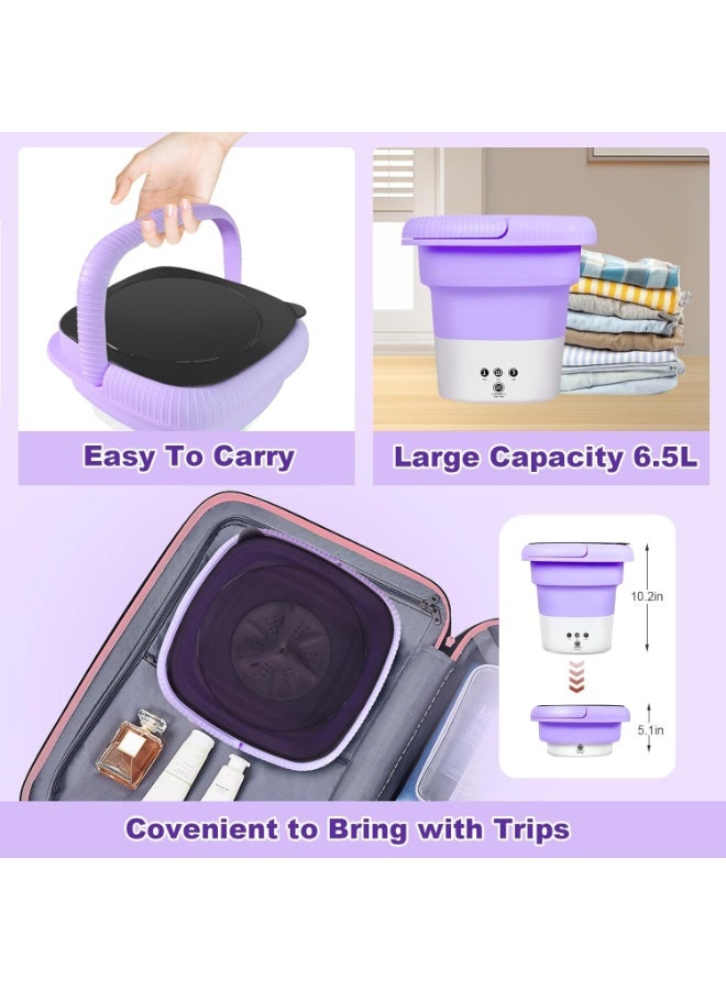 غسالة صغيرة قابلة للطي بسعة 6.5 لتر مع 3 أوضاع للتنظيف العميق والتجفيف بالدوران، سهلة الحمل ومناسبة للشقق والمساكن والتخييم والسيارة الترفيهية والسفر والفنادق - Image 3