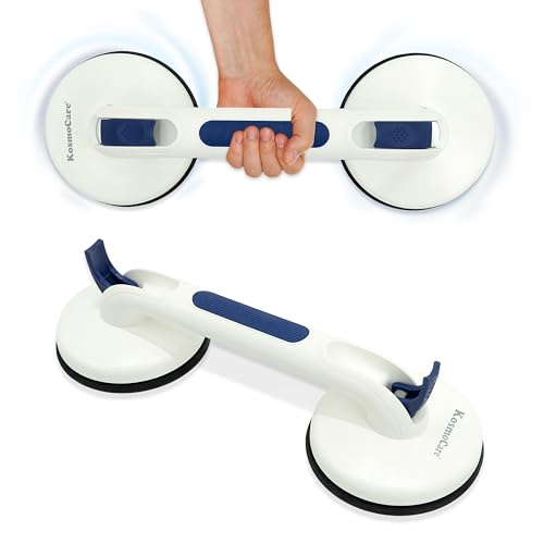 KosmoCare Suction Grab Bar | Tool Free Shower Handle | Portable Grab Bar | Safety Rail for Handicap Elderly Senior | No Assembly Required | Heavy Duty | 15 inch White - Crest Series - Image 1