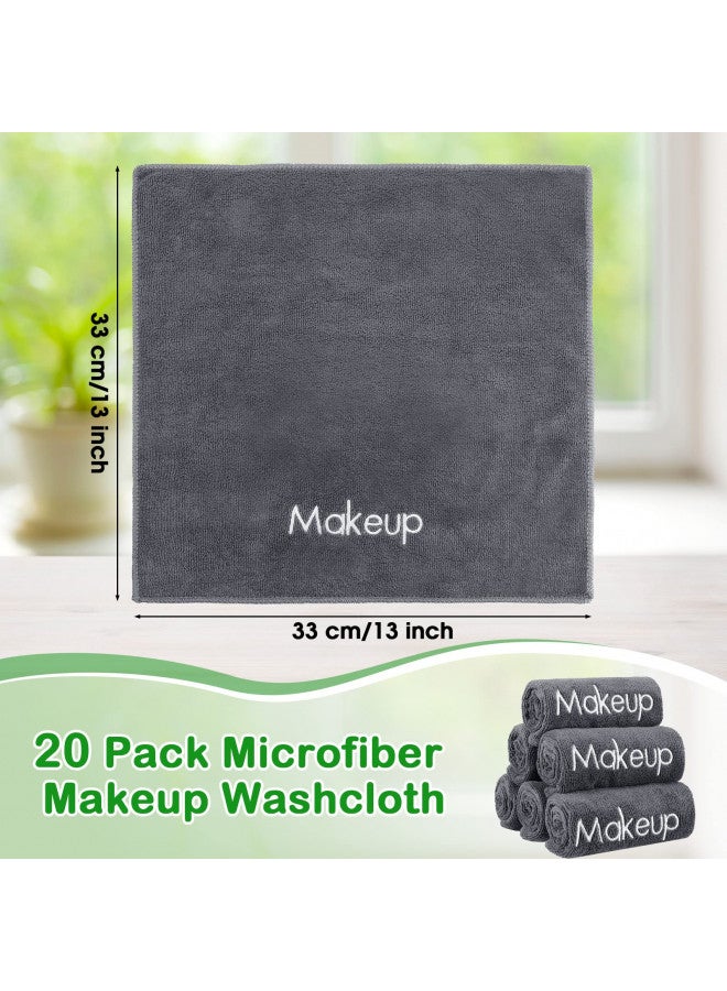 Shimeyao Shimeyao 20 Pack Makeup Washcloths Microfiber Makeup Remover Towels Reusable Quick Dry Face Wash Cloth Soft Washable Fingertip Facial Makeup Towels for Cleansing Hand and Make Up,13x13 Inch(Gray) - Image 2