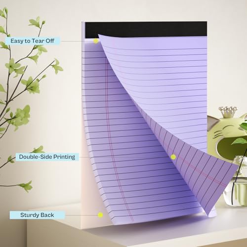 Nichela 2 Pack Legal Pads 8.5 x 11 Purple Note Pads 8.5 x 11 Notepad 8.5 x 11 Micro Perforated Writing Pads 8.5 x 11 Lined Paper Pads Wide Ruled Pad of Paper 30 Sheets Notebook for Study, To-Do Lists, Office - Image 3