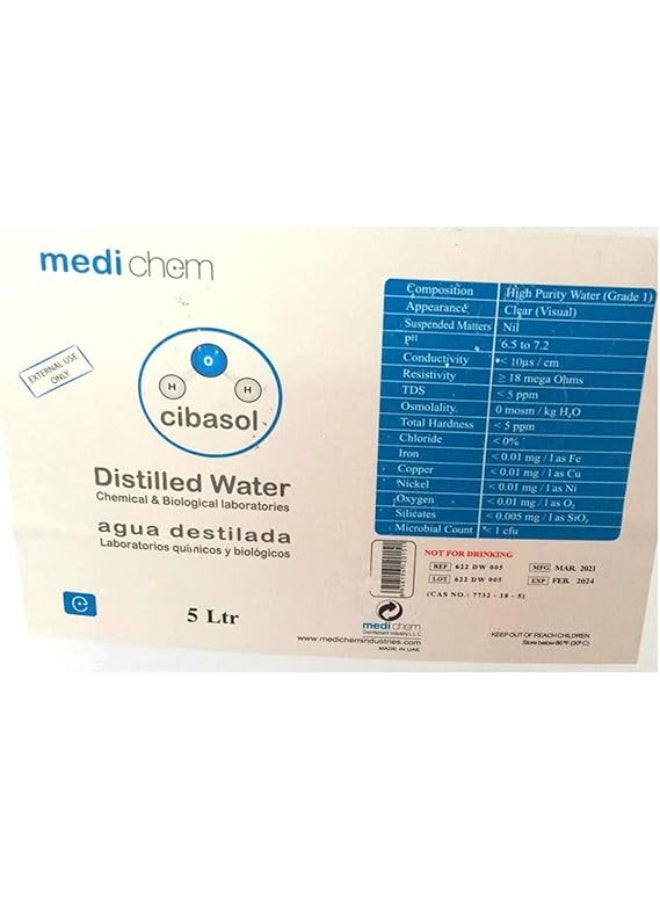 Cibasol Distilled Water 5 Liters for Automotive, Medical, Batteries, Cosmetic and Soap Making Use - Image 2