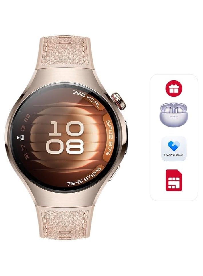 FIPKA Watch 5 42mm Smartwatch, Multi-sensing X-TAP technology, Real-Time Fingertip Blood Oxygen, e SIM, 2-Battery Modes, Intuitive Smart Gestures, Compatible with iOS & Android+ FOC Beige - Image 2
