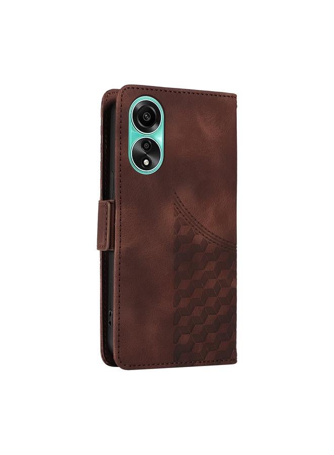 اس-توب جراب هاتف OPPO A78 4G من الجلد المنقوش على شكل معين مرصع بالنجوم - Image 3