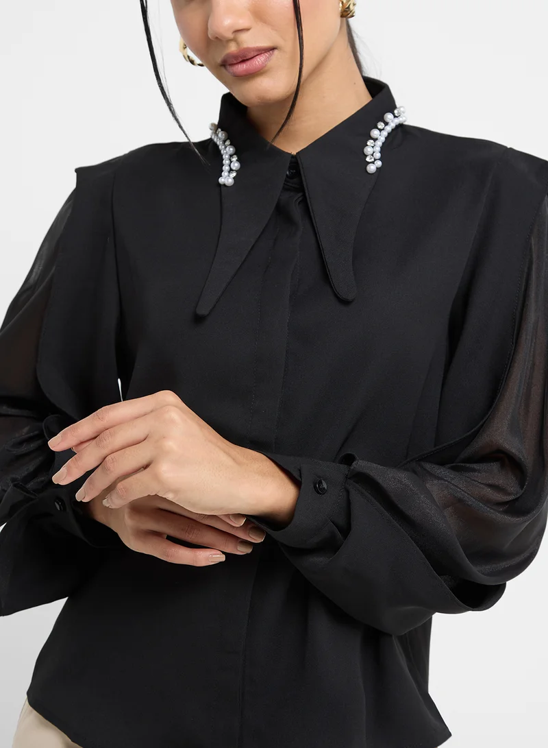 ELLA Sheer Sleeved Blouse