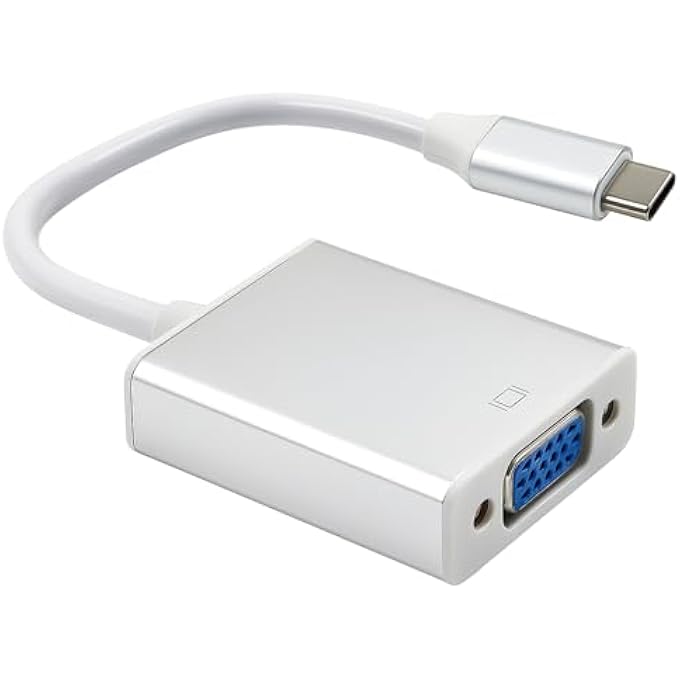 rayihni USB C TO VGA ADAPTER WITH ALUMINIUM SHELL, USB TYPE-C TO VGA CONVERTER FOR DEVICES WITH USB-C VIDEO OUTPUT, SUPPORTS 1080P FOR MONITOR, PROJECTOR, DISPLAY (GREY) - Image 1