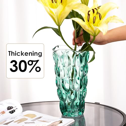 CEMABT 9.5inch 3.4 lb Glass Vases for Flowers Unbreakable Thickened Morden vase for Tables Centerpieces,Colorful,Vintage and Clear Rose Large Flower vases for Bouquet Unique Gifts（Green） - Image 2