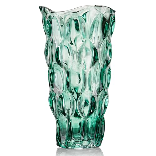 CEMABT 9.5inch 3.4 lb Glass Vases for Flowers Unbreakable Thickened Morden vase for Tables Centerpieces,Colorful,Vintage and Clear Rose Large Flower vases for Bouquet Unique Gifts（Green） - Image 1