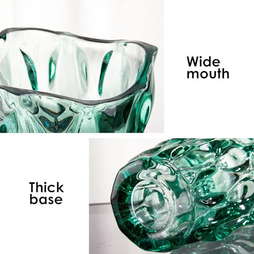 CEMABT 9.5inch 3.4 lb Glass Vases for Flowers Unbreakable Thickened Morden vase for Tables Centerpieces,Colorful,Vintage and Clear Rose Large Flower vases for Bouquet Unique Gifts（Green） - Image 4