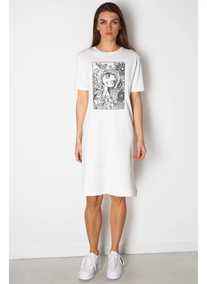 Rock&Roll Natural Girl White Short Sleeve Above Knee Mid Length Cotton Dress