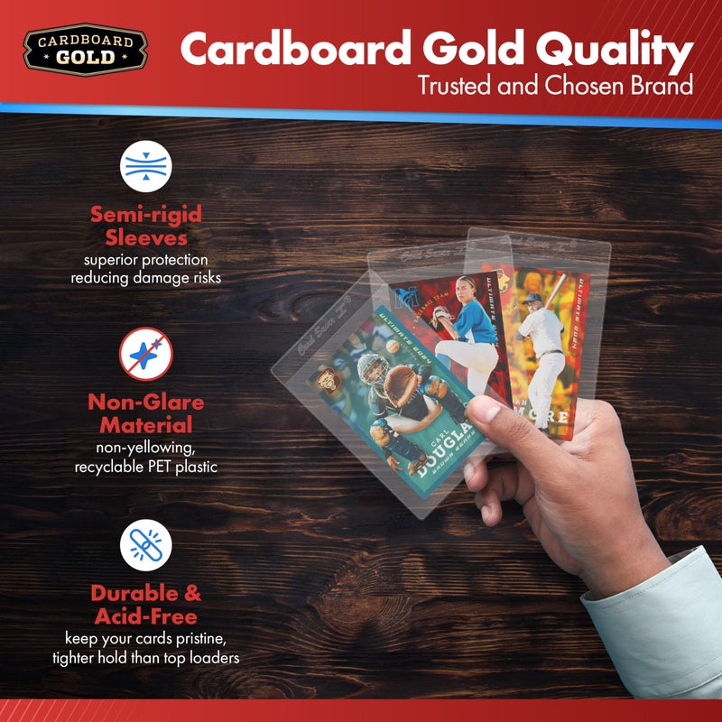 Cardboard Gold Card Saver 1-50 Count - Semi Rigid Card Holder, Trading Card Protectors - PSA-Approved Cardsaver for Baseball, Trading, Sports Cards - Card Sleeves, Binder, & Storage Box Compatible - Image 3
