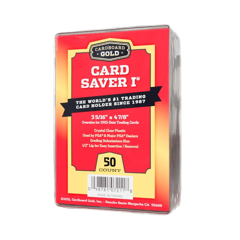 Cardboard Gold Card Saver 1-50 Count - Semi Rigid Card Holder, Trading Card Protectors - PSA-Approved Cardsaver for Baseball, Trading, Sports Cards - Card Sleeves, Binder, & Storage Box Compatible - Image 1