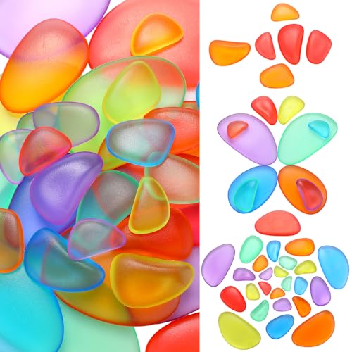 Simgoing 144 Pcs Rainbow Stacking Stones Colorful Pebbles Sorting and Stacking Stones Light Table Accessories Manipulatives Educational Toys for Preschool Kindergarten Montessori Toys 6 Colors - Image 1