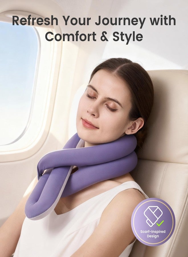 KPNEOL Travel Pillow, Neck Pillow - Ergonomic Memory Foam Pillow for Airplane, Adjustable & Ultra-Lightweight with Dual-Sided Fabric for Flight, Car, and Office Use, Purple - Image 2