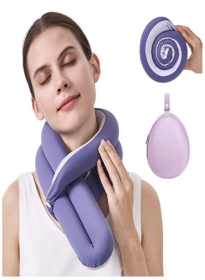 KPNEOL Travel Pillow, Neck Pillow - Ergonomic Memory Foam Pillow for Airplane, Adjustable & Ultra-Lightweight with Dual-Sided Fabric for Flight, Car, and Office Use, Purple - Image 1