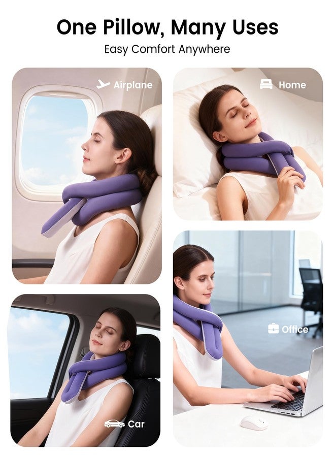 KPNEOL Travel Pillow, Neck Pillow - Ergonomic Memory Foam Pillow for Airplane, Adjustable & Ultra-Lightweight with Dual-Sided Fabric for Flight, Car, and Office Use, Purple - Image 5