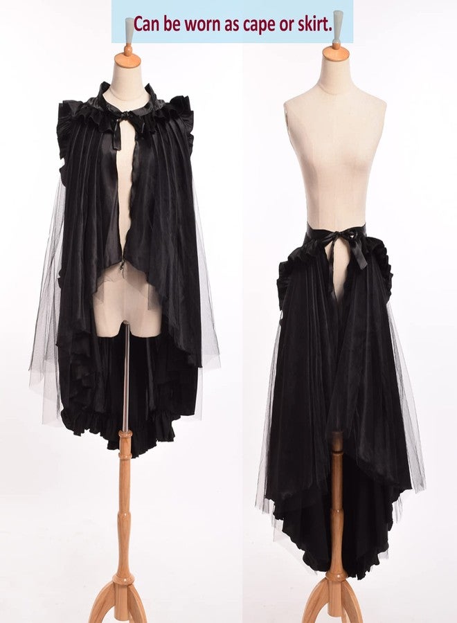 BLESSUME Victorian Ruffle Bustle Skirt/Cape (Black) - Image 2