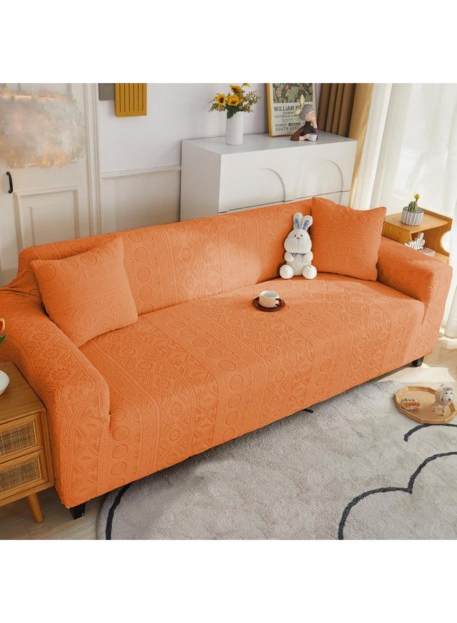 لوكزر غطاء أريكة لوكزر يونيفرسال بمقعد واحد من الجاكار مع غطاء وسادة واحد، غطاء مرن ناعم الملمس (نمط قبلي برتقالي فاتح/SC-074-01/90-140 سم) (220 جرام لكل متر مربع) - Image 1