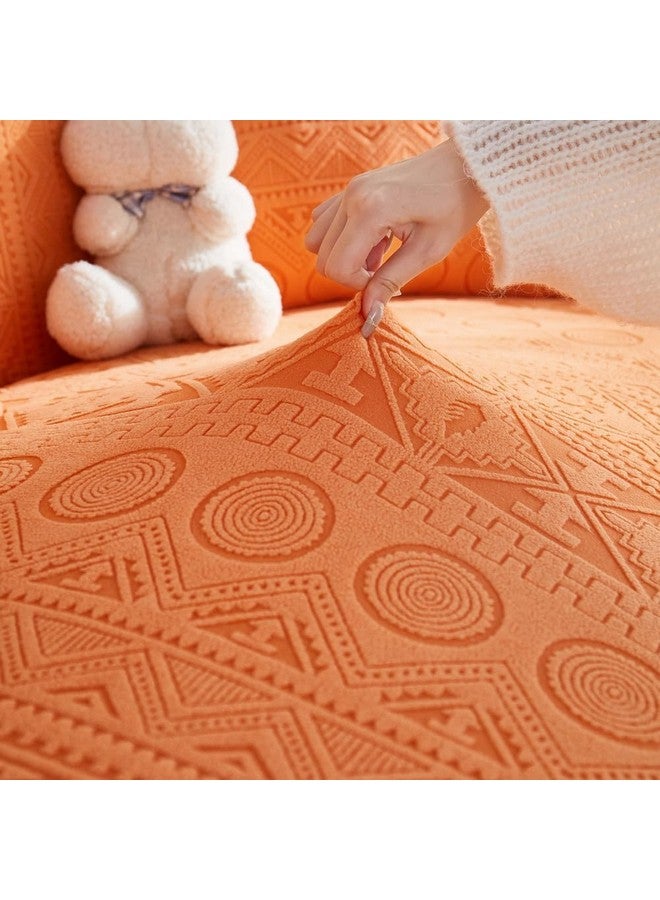 لوكزر غطاء أريكة لوكزر يونيفرسال بمقعد واحد من الجاكار مع غطاء وسادة واحد، غطاء مرن ناعم الملمس (نمط قبلي برتقالي فاتح/SC-074-01/90-140 سم) (220 جرام لكل متر مربع) - Image 5