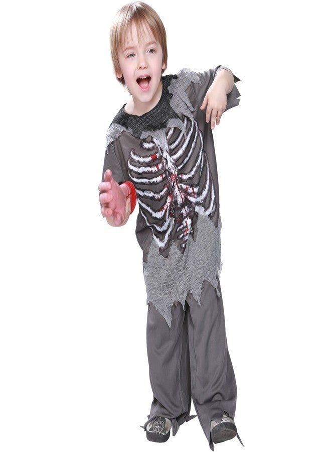 EraSpooky Skeleton Bloody Zombie Boy Costume Horror Halloween Kids Fancy Dress Outfit (Medium) - Image 1