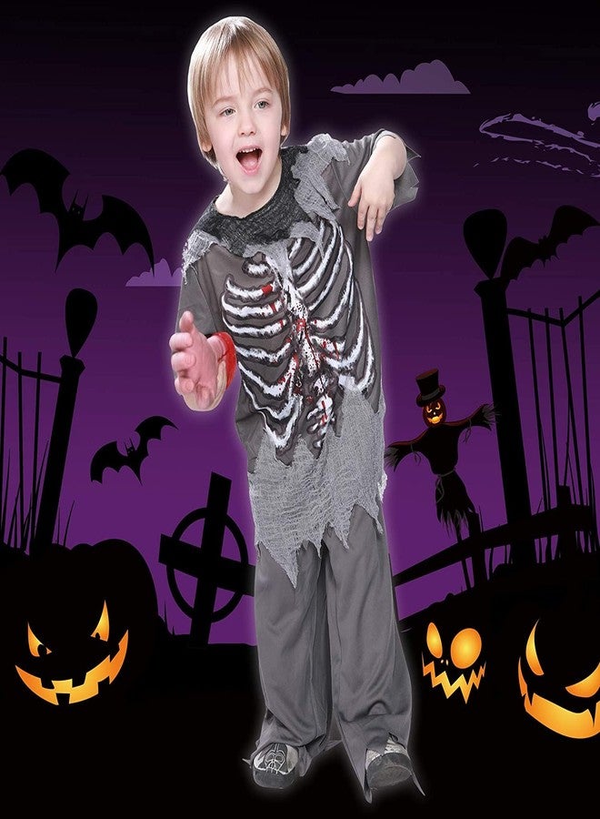 EraSpooky Skeleton Bloody Zombie Boy Costume Horror Halloween Kids Fancy Dress Outfit (Medium) - Image 2