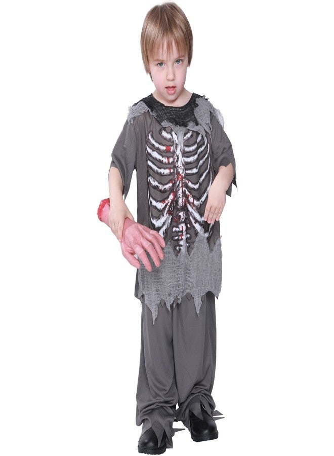 EraSpooky Skeleton Bloody Zombie Boy Costume Horror Halloween Kids Fancy Dress Outfit (Medium) - Image 3