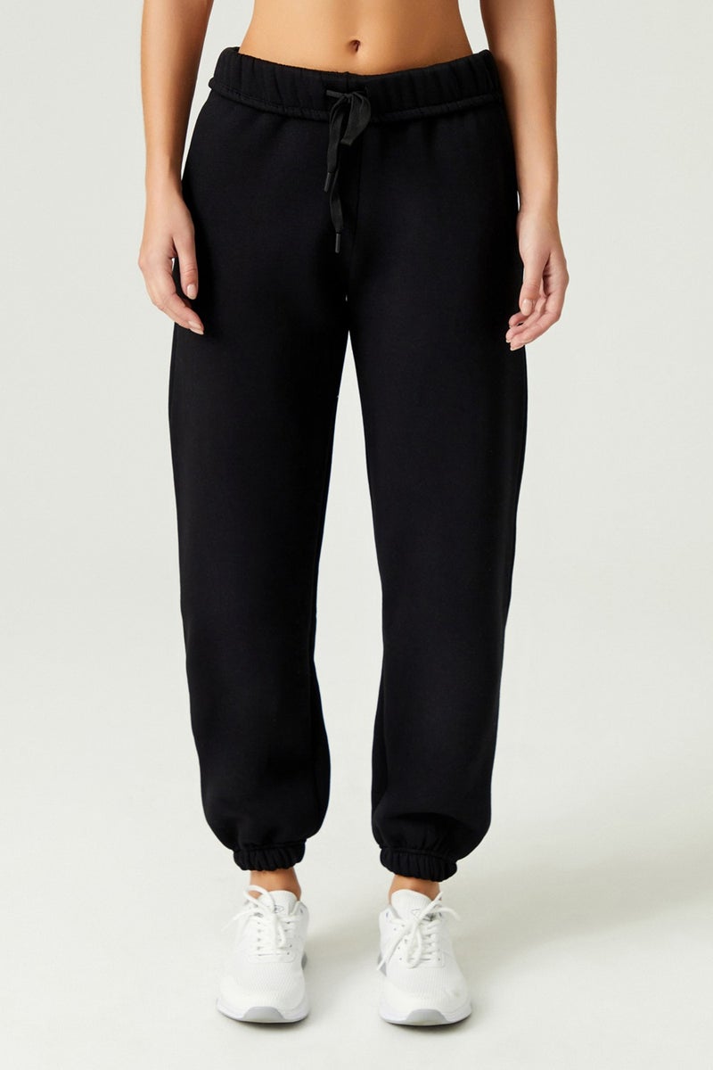 Los Ojos x Melodi Black Oversize/Wide Fit Cotton Thick Sweatpants Reversible  - Image 1