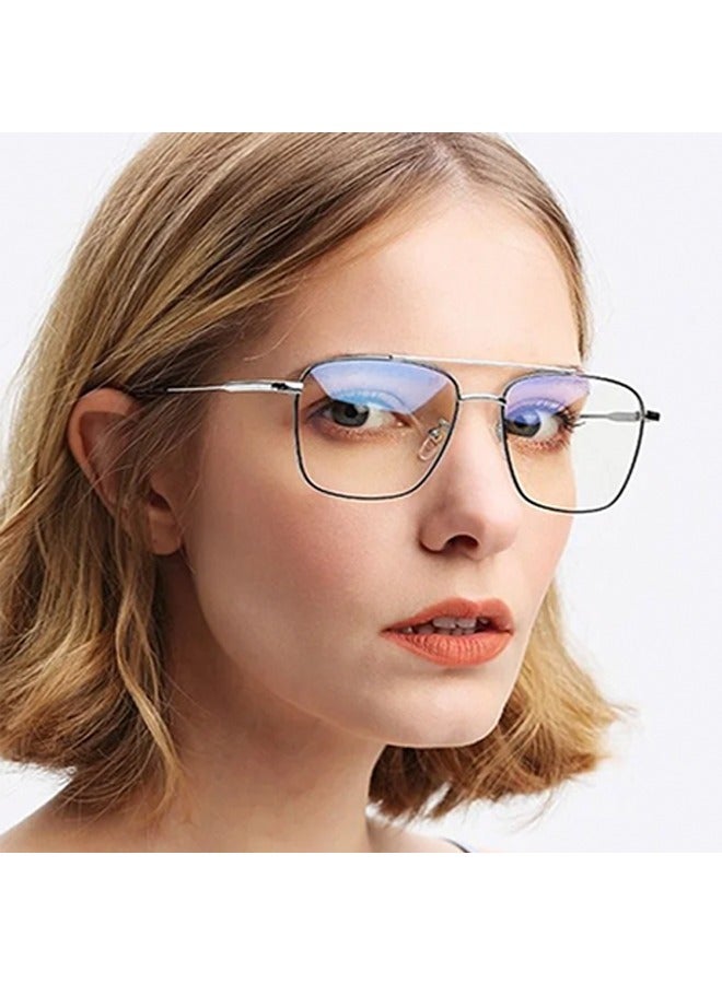 Generic Blue Light Blocking Glasses Blue Light Filter Computer Reading Gaming TV Phones Oversized Eyeglasses Fashion Anti Eyestrain Headache Eyewear for Women Men Black Silver  - Image 1
