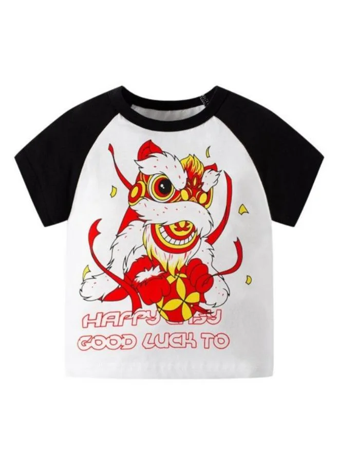 يونيكي White Printed Short Sleeve Crew Neck T-Shirt
