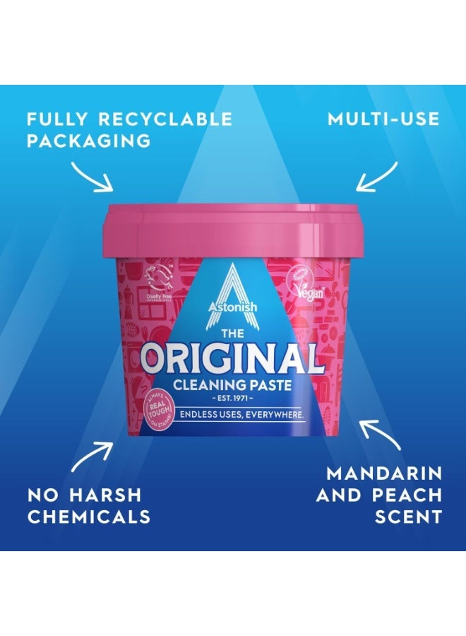Astonish Original Cleaning Paste Multi-Surface Abrasive Cleaner Mandarin Peach Scent No Harsh Chemicals Vegan Cruelty-Free Tough on Grease Grime Stains Pink Recyclable Tub 500g - Image 2