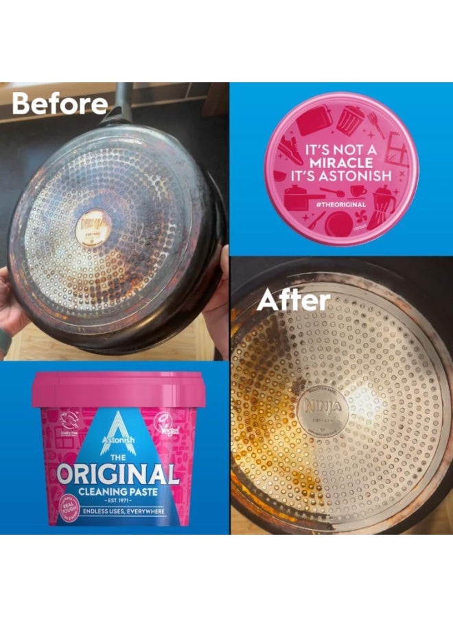 Astonish Original Cleaning Paste Multi-Surface Abrasive Cleaner Mandarin Peach Scent No Harsh Chemicals Vegan Cruelty-Free Tough on Grease Grime Stains Pink Recyclable Tub 500g - Image 3