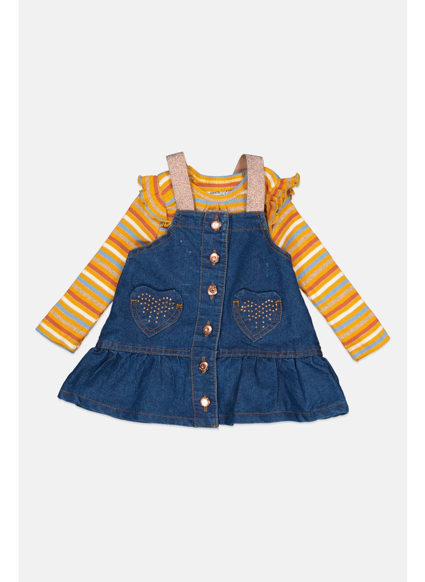 Nanette lepore - Toddlers Girl 2 Piece Striped Bodysuit With Dress, Multicolor - Image 1