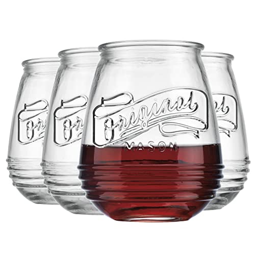Glaver's Stemless Wine Glasses 21 Oz. Set Of 4 Original Mason Vintage Goblet Beverage Glasses Uses For Your Cocktail Lounge, Whiskey Parties, and Everyday Dinner Table. Dishwasher Safe. (Large) - Image 5
