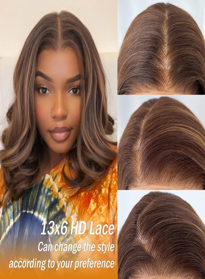 SOKU 13x6 Glueless Lace Front Wigs - Highlight Blonde Body Wave 18 Inch Short Synthetic Hair Wig, Pre Plucked Pre Layered Honey Blonde Wavy Wig for Women, Beginner-Friendly with Tiny Knots - Image 3