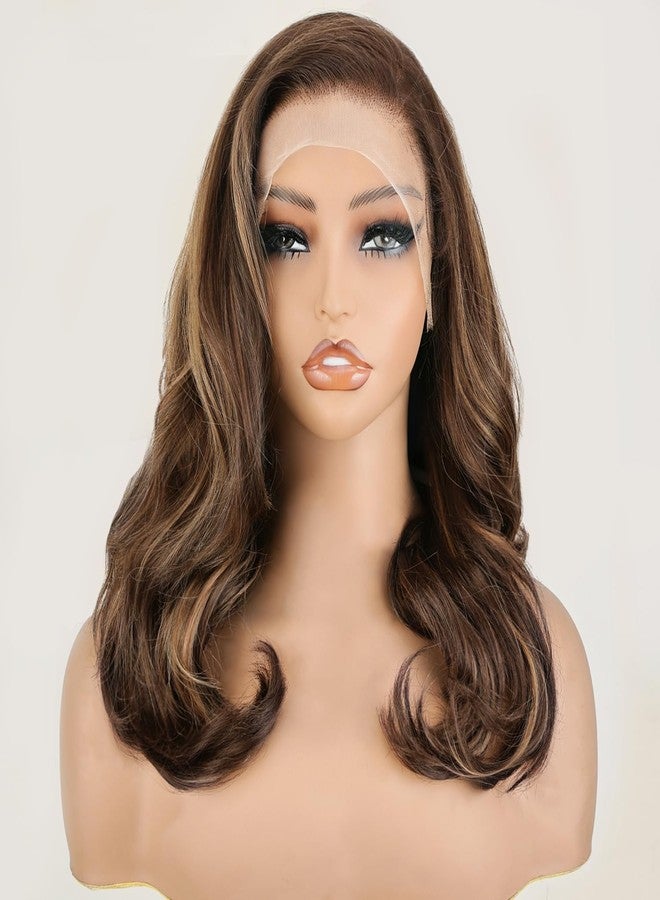 SOKU 13x6 Glueless Lace Front Wigs - Highlight Blonde Body Wave 18 Inch Short Synthetic Hair Wig, Pre Plucked Pre Layered Honey Blonde Wavy Wig for Women, Beginner-Friendly with Tiny Knots - Image 1