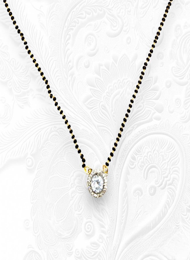 Elleva Mangalsutra for Women Stylish Pendent Set | Tanmaniya Black Beads Mangalsutra for Wedding Gold & White, (Pack Of 1) - Image 3