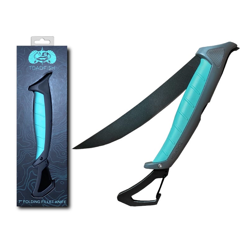 Toadfish Stowaway Folding Filet Knife with Built in Carabiner -7inch - Image 1