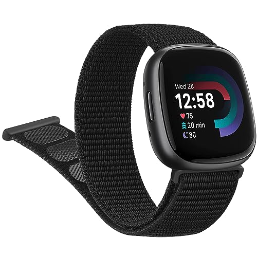 Tobfit Nylon Strap Compatible for Fitbit Versa 3 / Versa 4 (Watch Not Included), Removable Sport Belt for Men and Women (Black) - Image 5